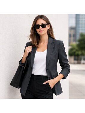 Calvin Klein NWT Charcoal Gray 2 Button Blazer Size 12 Career Office Classic